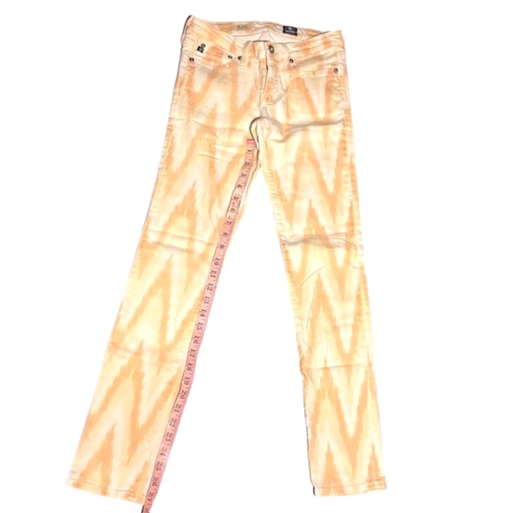 Y2K Vintage Low Rise AG Orange and cream zig zag tribal jeans - Picture 3 of 8